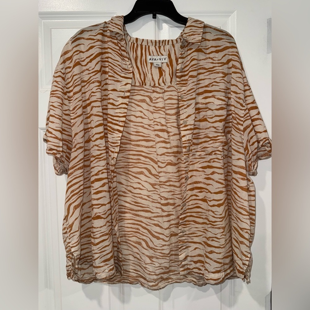 Ava & Viv Animal Print Hawaiian Shirt